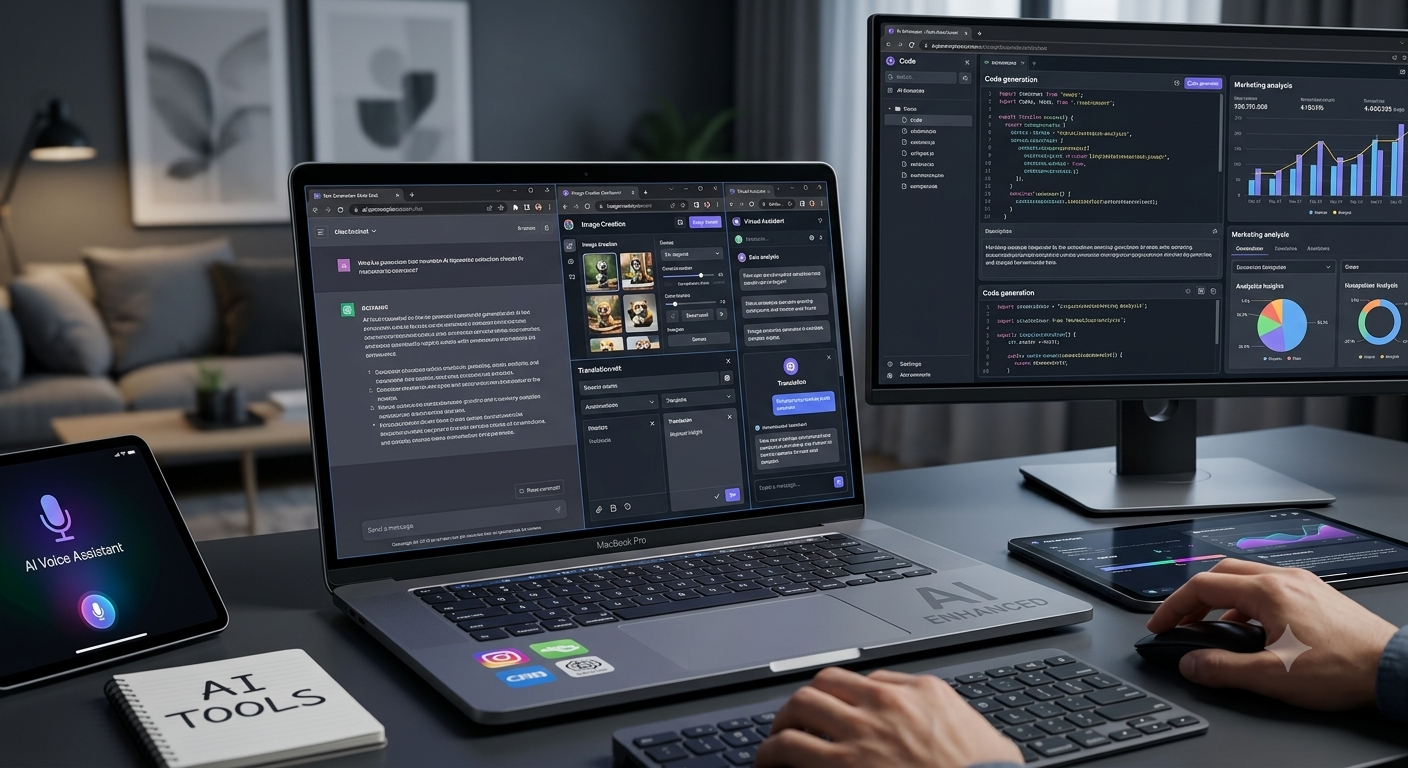 여러 AI 도구와 업무 흐름을 관리하는 모습
